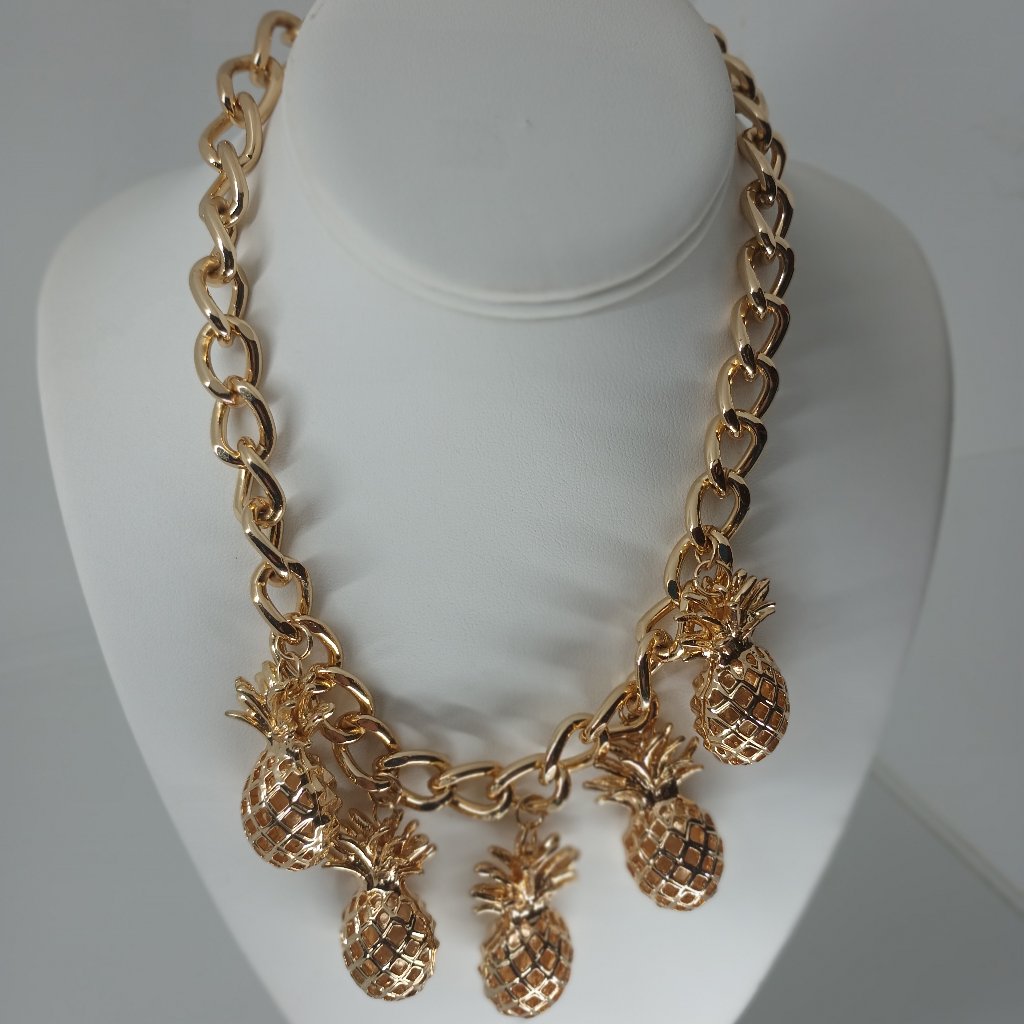 Inc GoldTone Pineapple Statement Necklace